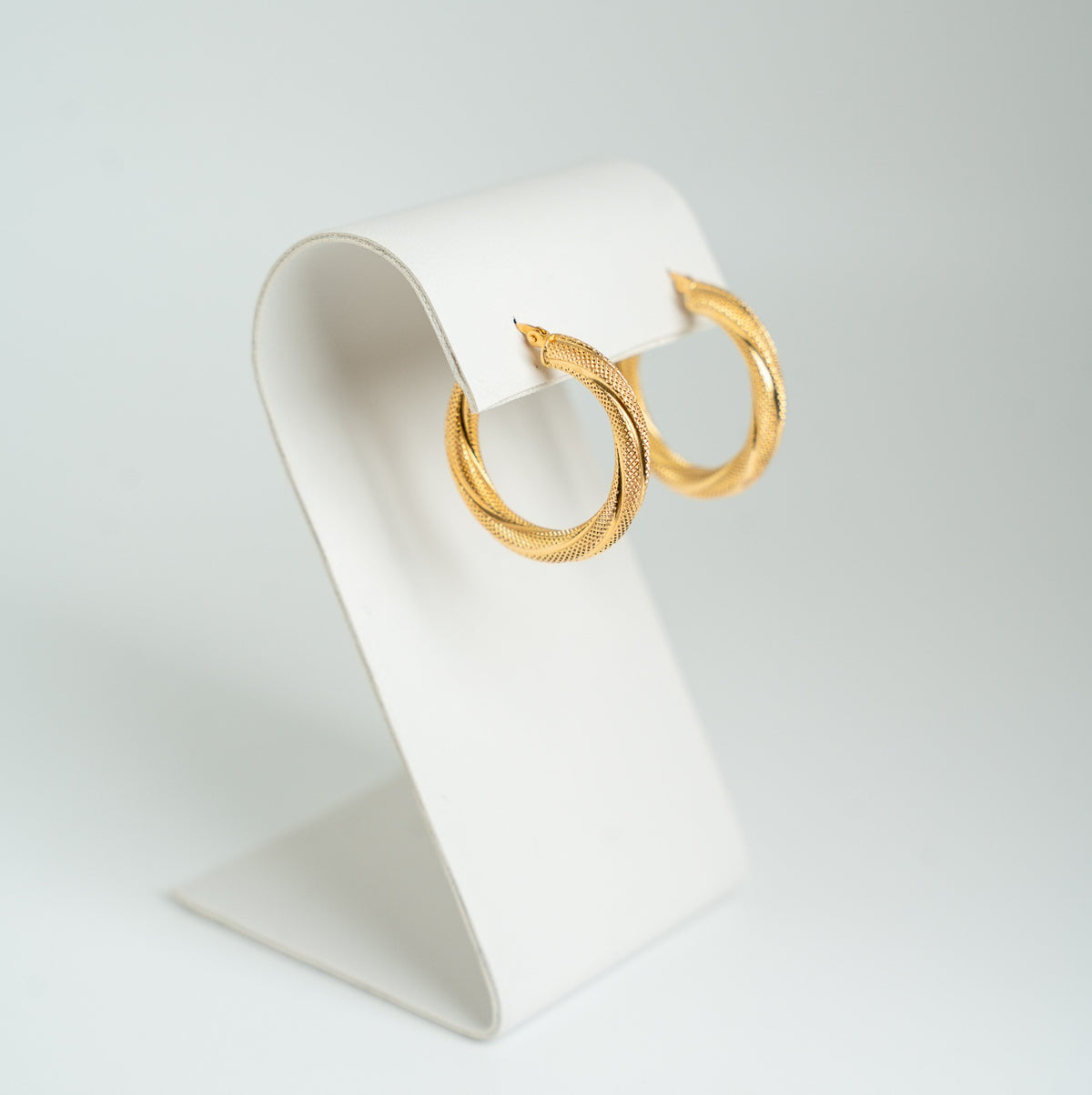 18K Gold Twisted Hoop Earrings