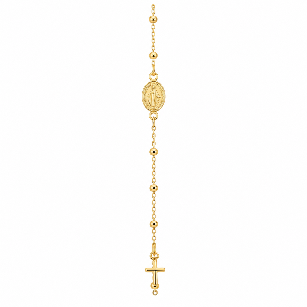 14K Gold Cross and Medal Bracelet