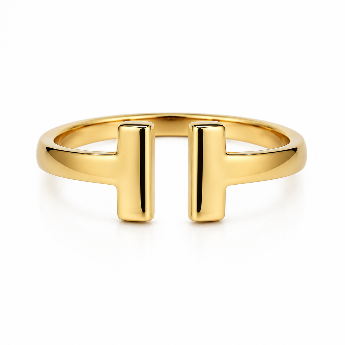 18K Italian Gold Double Bar Open Ring