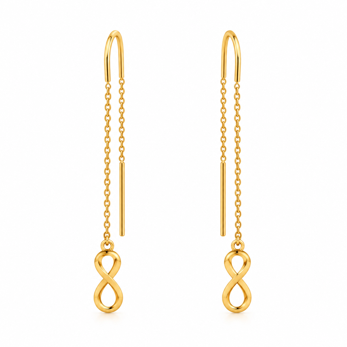 Pendientes de hilo infinito de oro de 18 quilates