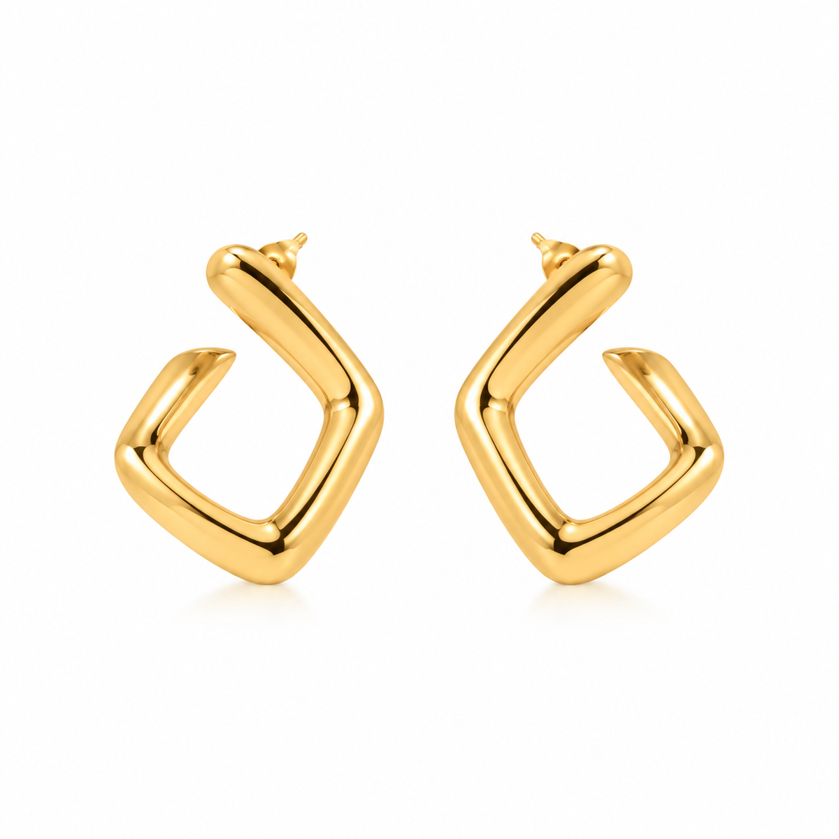 Pendientes de aro geométricos de oro de 18 quilates
