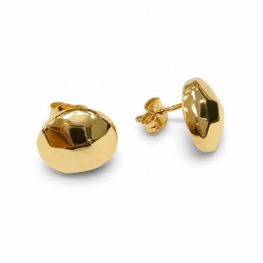 18K Gold Sculpted Dome Stud Earrings
