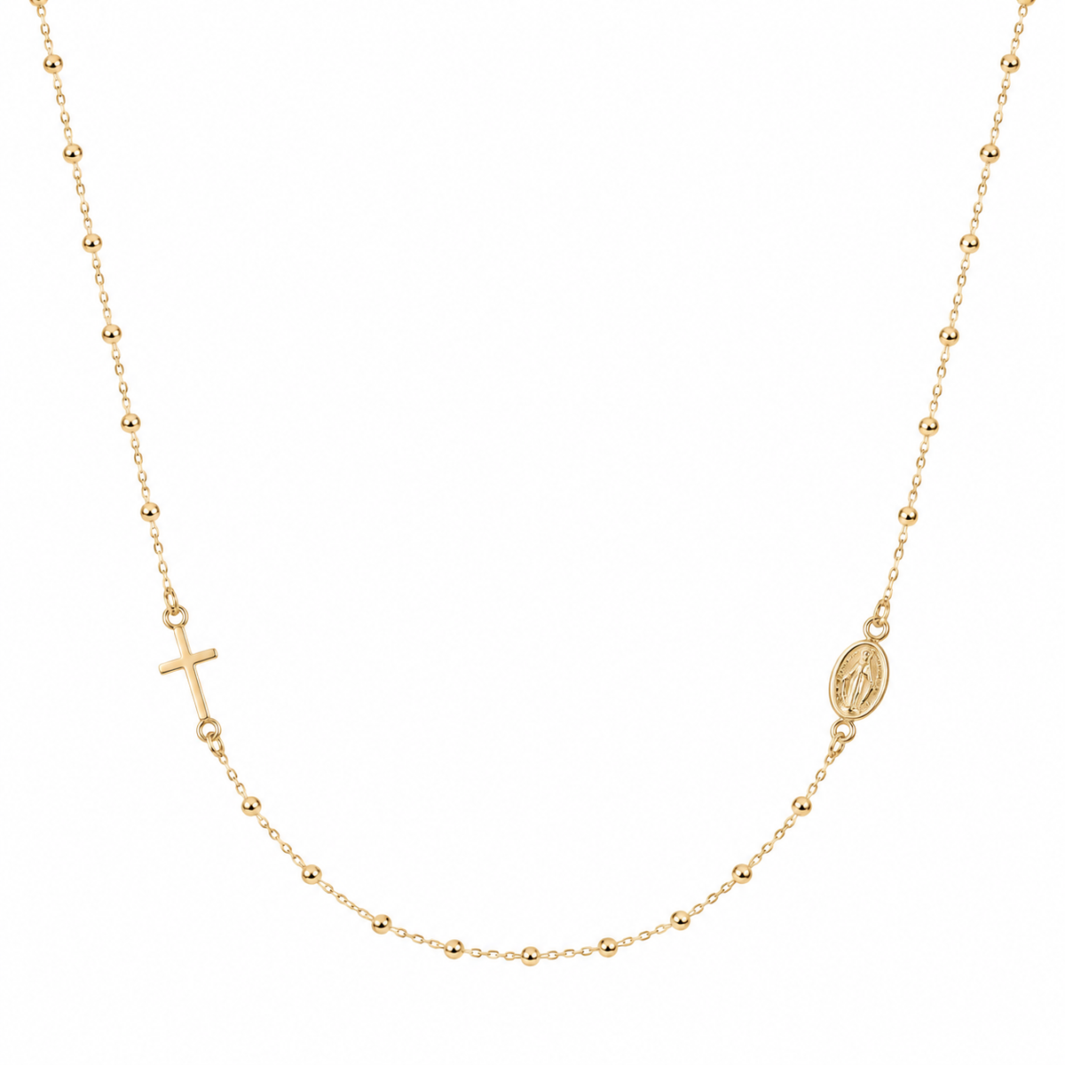14K Gold Cross Medal Necklace