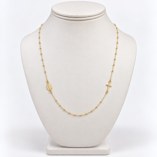 14K Gold Cross and Medal Necklace