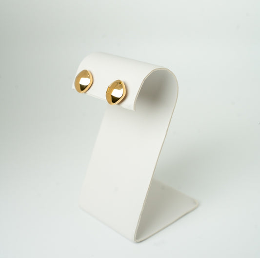 18K Gold Oval Stud Earrings