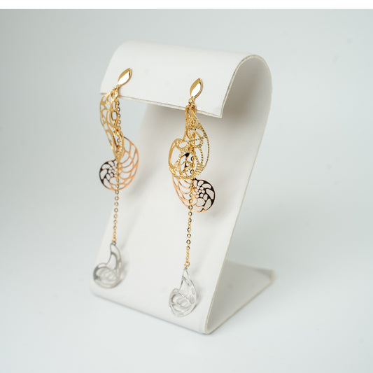 18K Gold Paisley Dangle Earrings