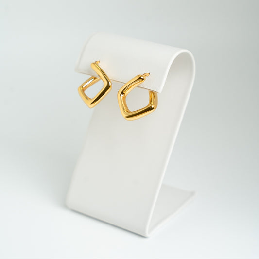Pendientes de aro geométricos de oro de 18 quilates