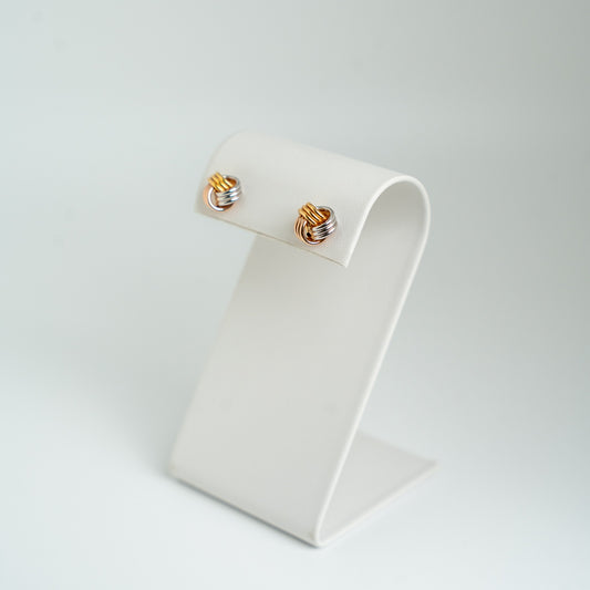 Pendientes de nudo tricolor de oro de 14 quilates