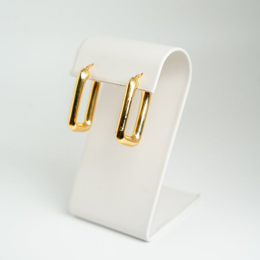 18K Gold Rectangular Hoop Earrings