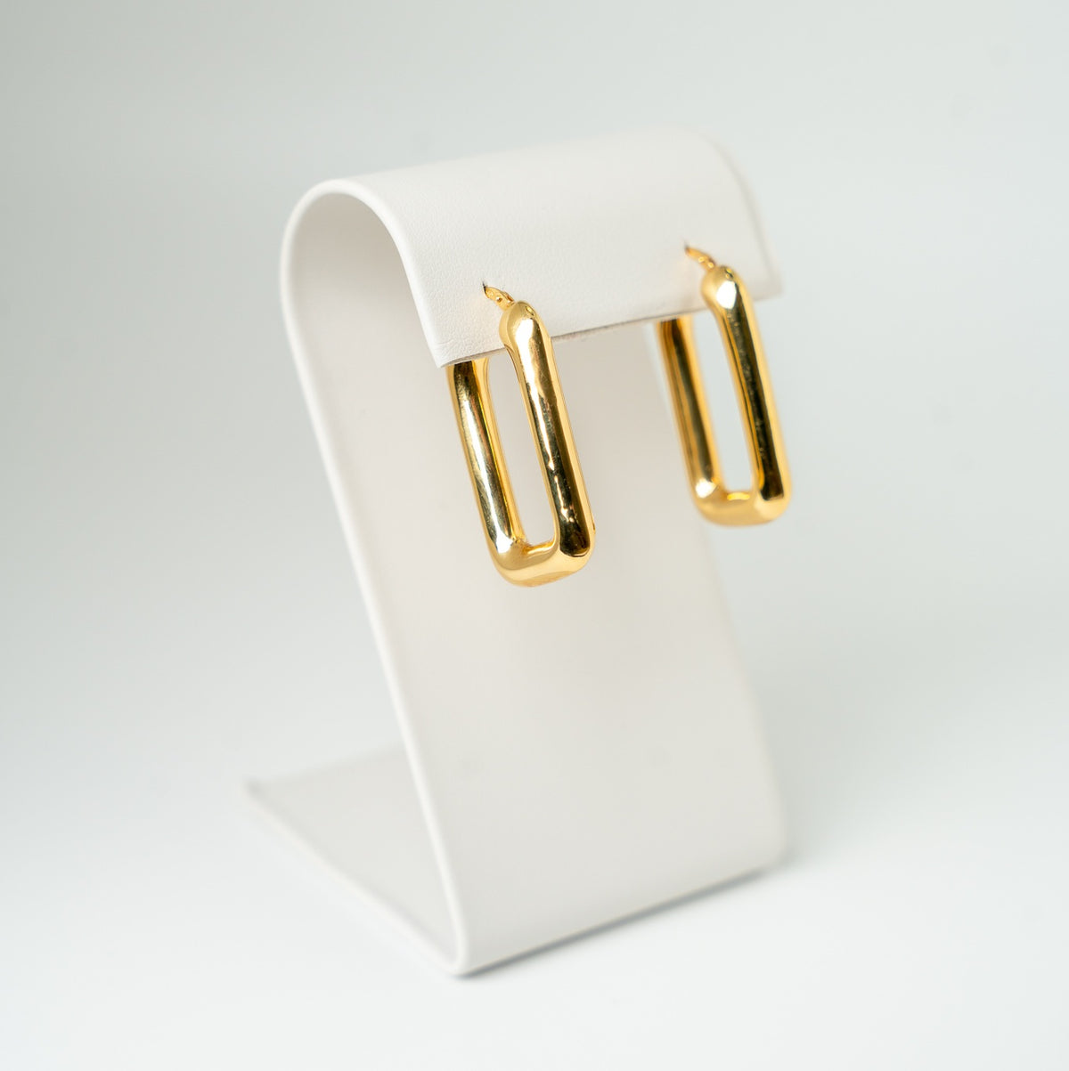 18K Gold Rectangular Hoop Earrings