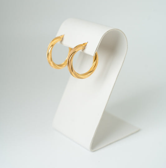 18K Gold Twisted Hoop Earrings