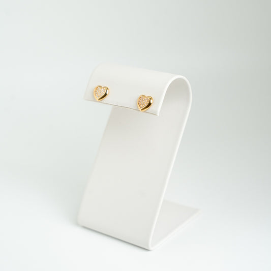 18K Gold Sparkling Heart Earrings