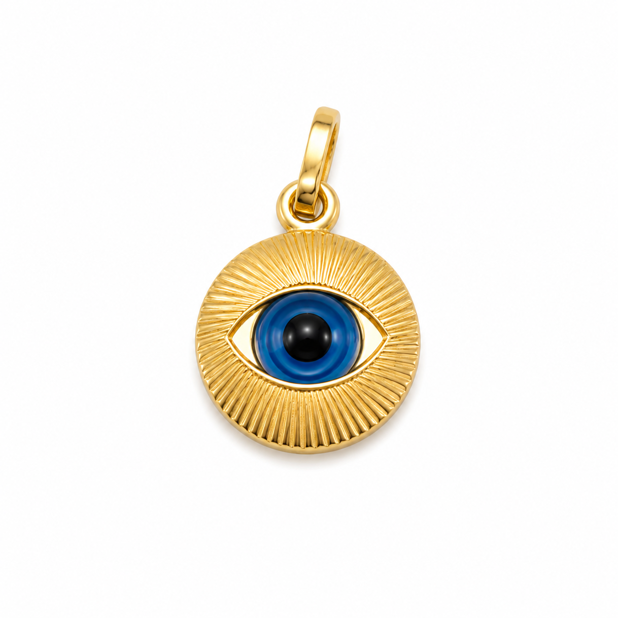 18K Italian Gold Evil Eye Sunburst Pendant