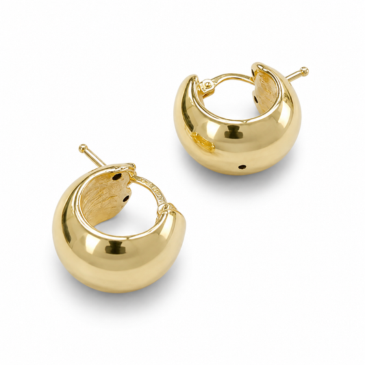 18K Gold Chunky Huggie Hoop Earrings