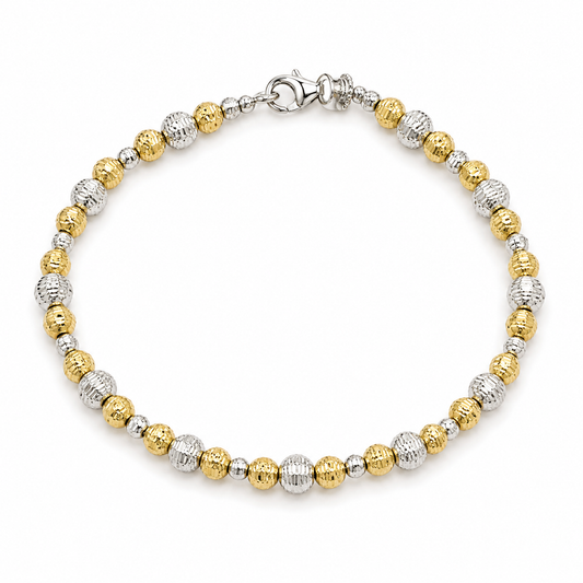 18K Two-Tone Gold Beaded Bracelet